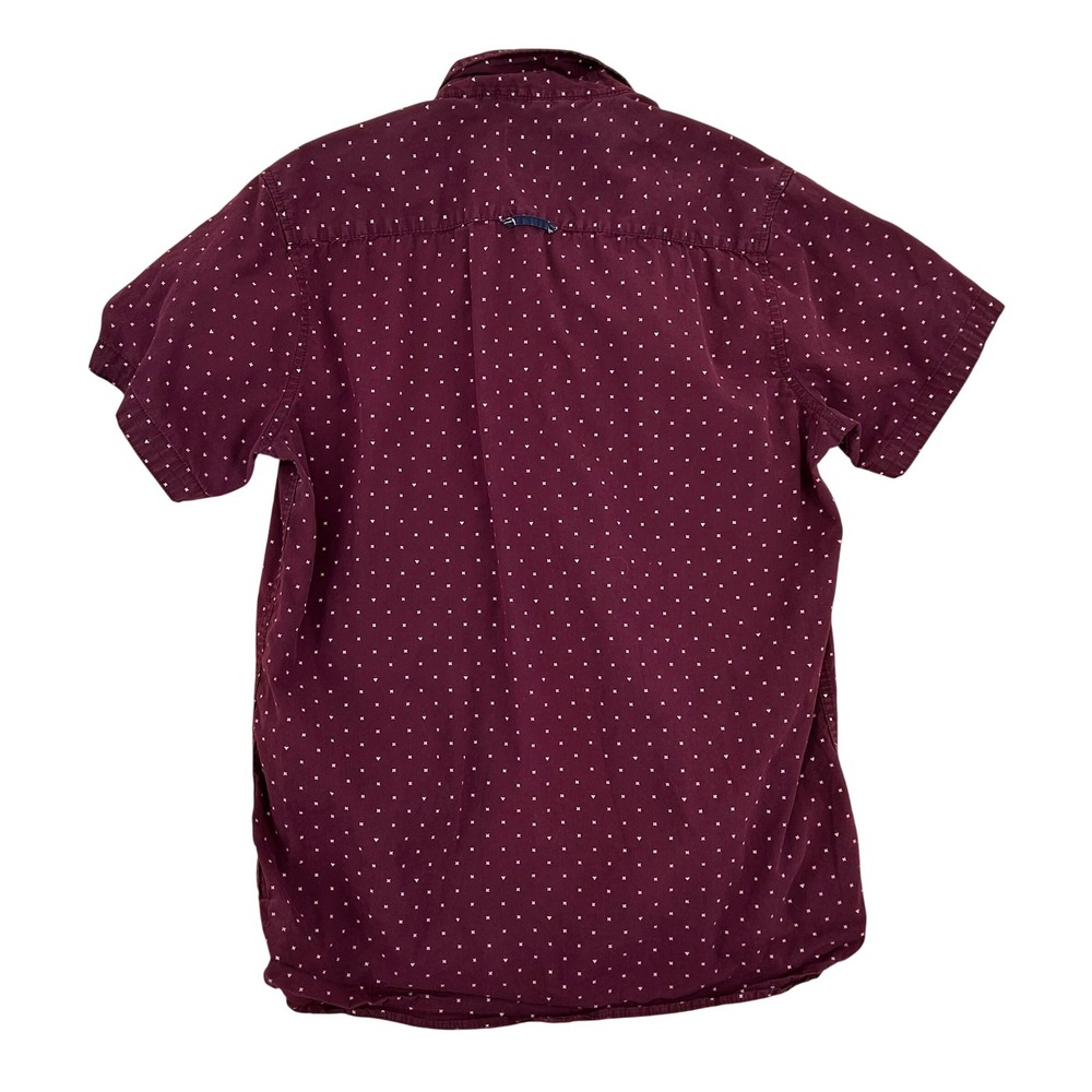 Level Ten Mens Peached Poplin Short Sleeve Button Down Shirt Maroon Small - Picture 3 of 9